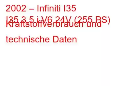 2002 – Infiniti I35
I35 3,5 i V6 24V (255 PS) Kraftstoffverbrauch und technische Daten