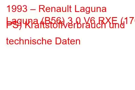 1993 – Renault Laguna
Laguna (B56) 3.0 V6 RXE (170 PS) Kraftstoffverbrauch und technische Daten