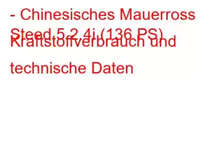 - Chinesisches Mauerross
Steed 5 2.4i (136 PS) Kraftstoffverbrauch und technische Daten