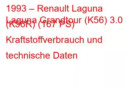 1993 – Renault Laguna
Laguna Grandtour (K56) 3.0 (K56R) (167 PS) Kraftstoffverbrauch und technische Daten