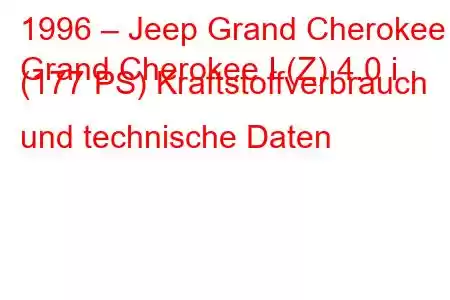 1996 – Jeep Grand Cherokee
Grand Cherokee I (Z) 4.0 i (177 PS) Kraftstoffverbrauch und technische Daten