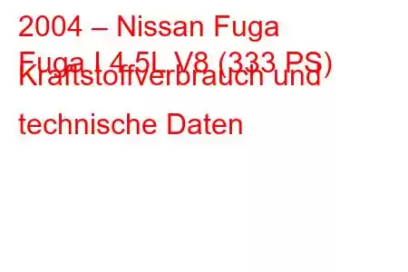 2004 – Nissan Fuga
Fuga I 4,5L V8 (333 PS) Kraftstoffverbrauch und technische Daten