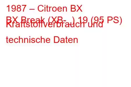 1987 – Citroen BX
BX Break (XB-_) 19 (95 PS) Kraftstoffverbrauch und technische Daten