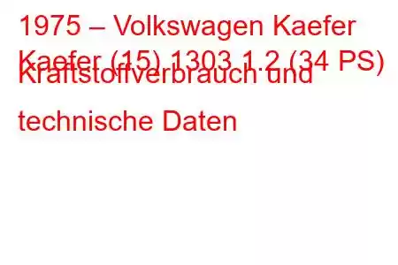 1975 – Volkswagen Kaefer
Kaefer (15) 1303 1.2 (34 PS) Kraftstoffverbrauch und technische Daten