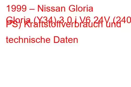 1999 – Nissan Gloria
Gloria (Y34) 3.0 i V6 24V (240 PS) Kraftstoffverbrauch und technische Daten