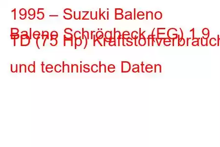 1995 – Suzuki Baleno
Baleno Schrögheck (EG) 1.9 TD (75 Hp) Kraftstoffverbrauch und technische Daten