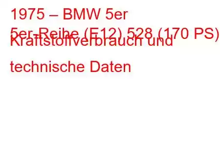 1975 – BMW 5er
5er-Reihe (E12) 528 (170 PS) Kraftstoffverbrauch und technische Daten