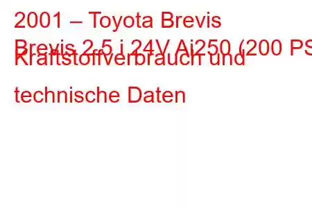 2001 – Toyota Brevis
Brevis 2.5 i 24V Ai250 (200 PS) Kraftstoffverbrauch und technische Daten