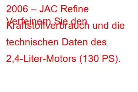 2006 – JAC Refine
Verfeinern Sie den Kraftstoffverbrauch und die technischen Daten des 2,4-Liter-Motors (130 PS).