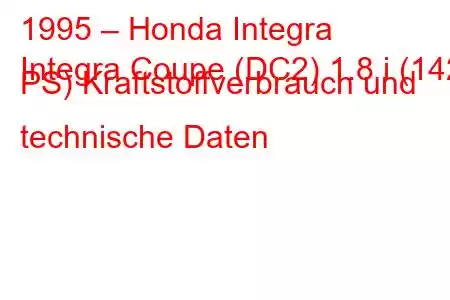 1995 – Honda Integra
Integra Coupe (DC2) 1.8 i (142 PS) Kraftstoffverbrauch und technische Daten