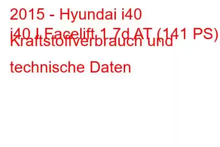 2015 - Hyundai i40
i40 I Facelift 1.7d AT (141 PS) Kraftstoffverbrauch und technische Daten