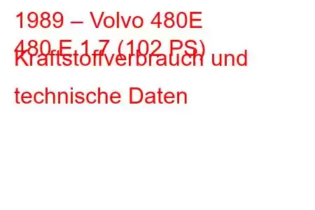 1989 – Volvo 480E
480 E 1,7 (102 PS) Kraftstoffverbrauch und technische Daten