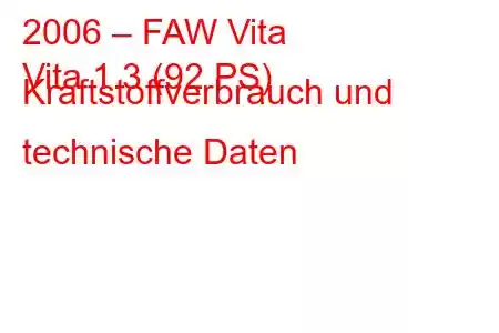 2006 – FAW Vita
Vita 1.3 (92 PS) Kraftstoffverbrauch und technische Daten