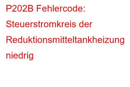 P202B Fehlercode: Steuerstromkreis der Reduktionsmitteltankheizung niedrig