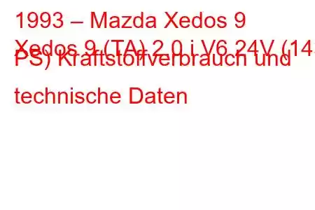 1993 – Mazda Xedos 9
Xedos 9 (TA) 2.0 i V6 24V (143 PS) Kraftstoffverbrauch und technische Daten