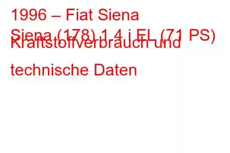 1996 – Fiat Siena
Siena (178) 1.4 i EL (71 PS) Kraftstoffverbrauch und technische Daten