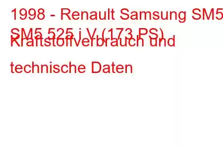 1998 - Renault Samsung SM5
SM5 525 i V (173 PS) Kraftstoffverbrauch und technische Daten