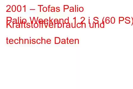 2001 – Tofas Palio
Palio Weekend 1.2 i S (60 PS) Kraftstoffverbrauch und technische Daten