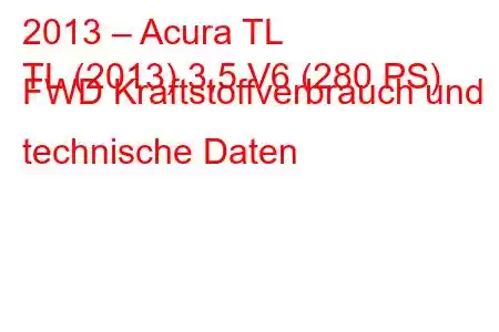 2013 – Acura TL
TL (2013) 3,5 V6 (280 PS) FWD Kraftstoffverbrauch und technische Daten