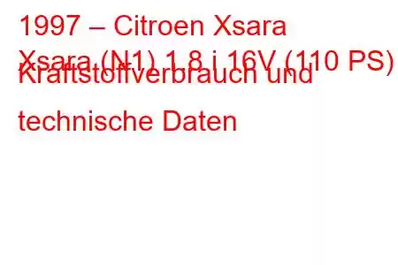 1997 – Citroen Xsara
Xsara (N1) 1.8 i 16V (110 PS) Kraftstoffverbrauch und technische Daten