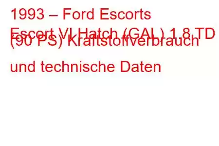 1993 – Ford Escorts
Escort VI Hatch (GAL) 1.8 TD (90 PS) Kraftstoffverbrauch und technische Daten