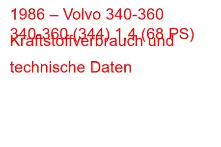 1986 – Volvo 340-360
340-360 (344) 1,4 (68 PS) Kraftstoffverbrauch und technische Daten