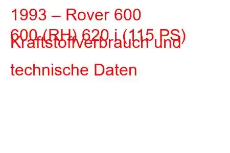 1993 – Rover 600
600 (RH) 620 i (115 PS) Kraftstoffverbrauch und technische Daten