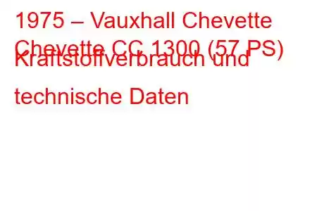 1975 – Vauxhall Chevette
Chevette CC 1300 (57 PS) Kraftstoffverbrauch und technische Daten