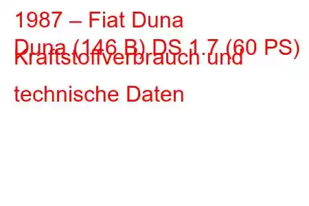 1987 – Fiat Duna
Duna (146 B) DS 1.7 (60 PS) Kraftstoffverbrauch und technische Daten