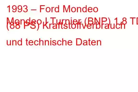 1993 – Ford Mondeo
Mondeo I Turnier (BNP) 1.8 TD (88 PS) Kraftstoffverbrauch und technische Daten