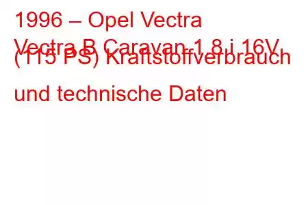 1996 – Opel Vectra
Vectra B Caravan 1.8 i 16V (115 PS) Kraftstoffverbrauch und technische Daten