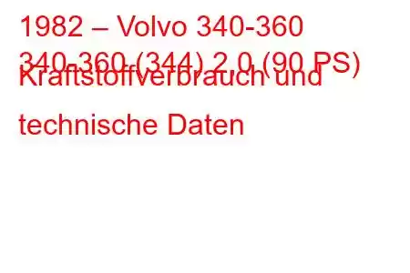 1982 – Volvo 340-360
340-360 (344) 2,0 (90 PS) Kraftstoffverbrauch und technische Daten