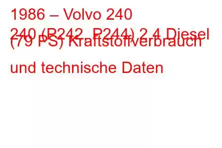 1986 – Volvo 240
240 (P242, P244) 2,4 Diesel (79 PS) Kraftstoffverbrauch und technische Daten