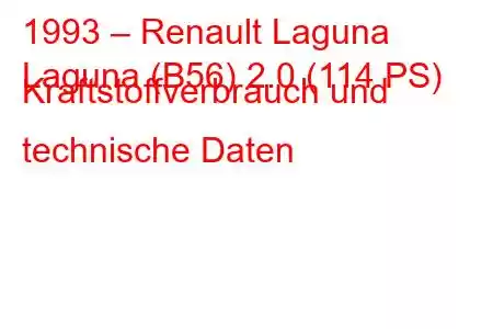 1993 – Renault Laguna
Laguna (B56) 2.0 (114 PS) Kraftstoffverbrauch und technische Daten