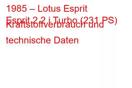 1985 – Lotus Esprit
Esprit 2.2 i Turbo (231 PS) Kraftstoffverbrauch und technische Daten