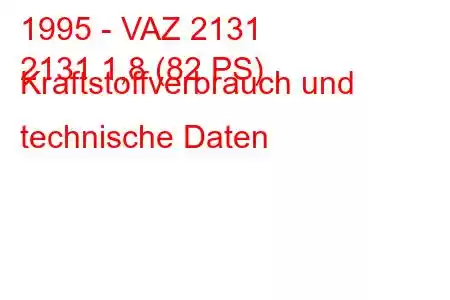 1995 - VAZ 2131
2131 1,8 (82 PS) Kraftstoffverbrauch und technische Daten