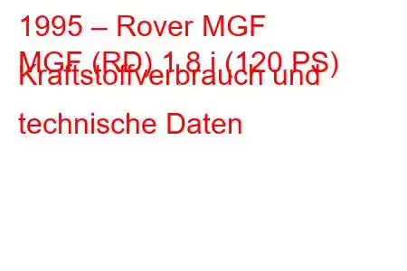 1995 – Rover MGF
MGF (RD) 1.8 i (120 PS) Kraftstoffverbrauch und technische Daten