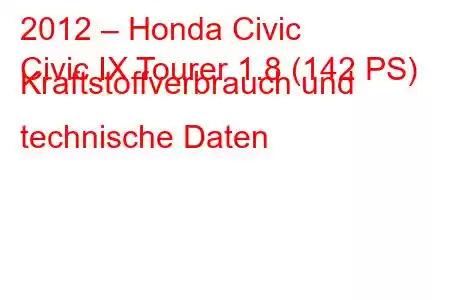 2012 – Honda Civic
Civic IX Tourer 1.8 (142 PS) Kraftstoffverbrauch und technische Daten