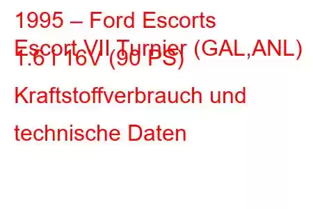 1995 – Ford Escorts
Escort VII Turnier (GAL,ANL) 1.6 i 16V (90 PS) Kraftstoffverbrauch und technische Daten