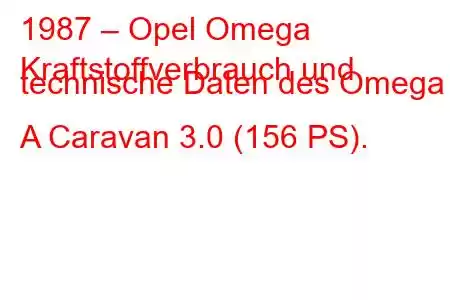 1987 – Opel Omega
Kraftstoffverbrauch und technische Daten des Omega A Caravan 3.0 (156 PS).