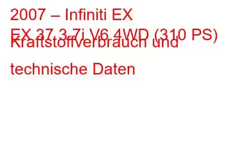 2007 – Infiniti EX
EX 37 3.7i V6 4WD (310 PS) Kraftstoffverbrauch und technische Daten