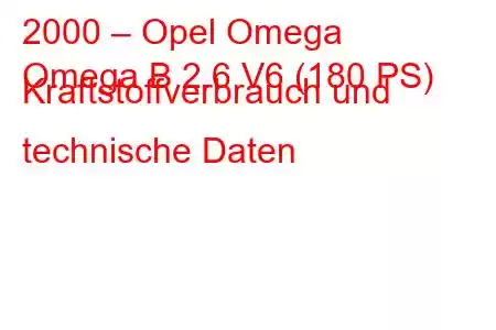 2000 – Opel Omega
Omega B 2.6 V6 (180 PS) Kraftstoffverbrauch und technische Daten