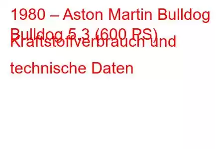 1980 – Aston Martin Bulldog
Bulldog 5.3 (600 PS) Kraftstoffverbrauch und technische Daten