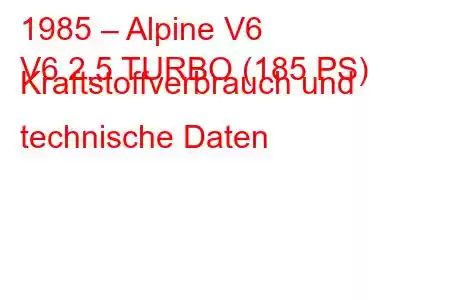 1985 – Alpine V6
V6 2,5 TURBO (185 PS) Kraftstoffverbrauch und technische Daten