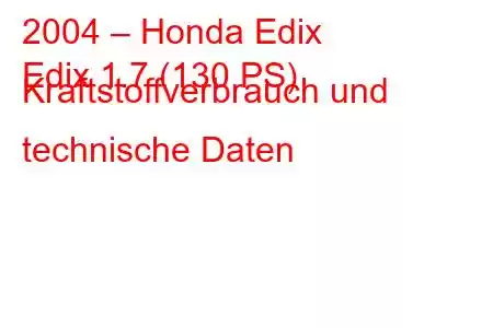 2004 – Honda Edix
Edix 1.7 (130 PS) Kraftstoffverbrauch und technische Daten