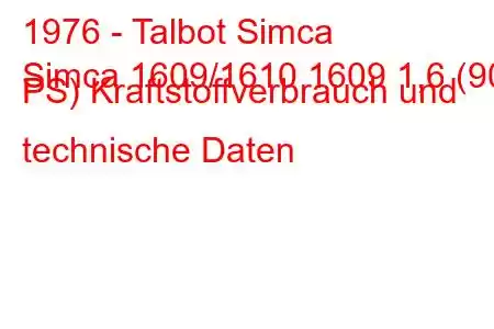 1976 - Talbot Simca
Simca 1609/1610 1609 1,6 (90 PS) Kraftstoffverbrauch und technische Daten