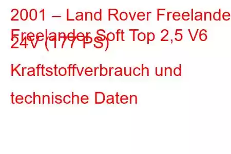 2001 – Land Rover Freelander
Freelander Soft Top 2,5 V6 24V (177 PS) Kraftstoffverbrauch und technische Daten