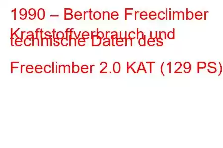 1990 – Bertone Freeclimber
Kraftstoffverbrauch und technische Daten des Freeclimber 2.0 KAT (129 PS).