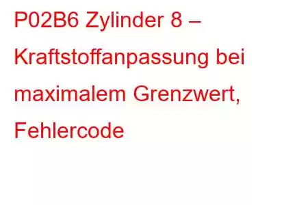 P02B6 Zylinder 8 – Kraftstoffanpassung bei maximalem Grenzwert, Fehlercode