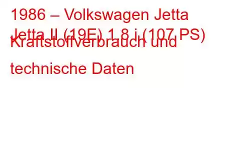 1986 – Volkswagen Jetta
Jetta II (19E) 1.8 i (107 PS) Kraftstoffverbrauch und technische Daten